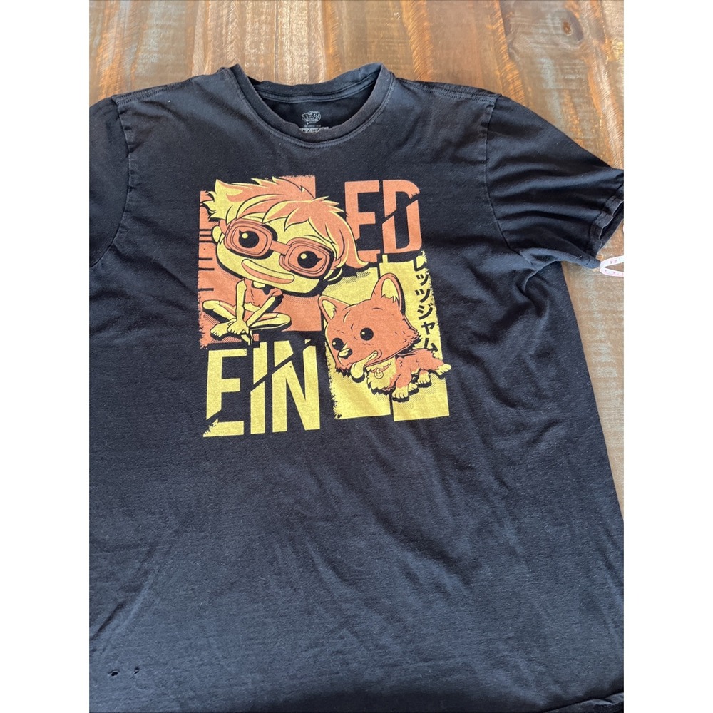 Pop Tees Cowboy Bebop Ed & Ein  Black Graphic  T-Shirt   Size XL